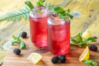 Blackberry Fizz Mocktail with mint, lime, and honey for a refreshing sip