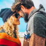 Couple in love enjoy outdoor leisure activity together with sweetness. Concept of life together