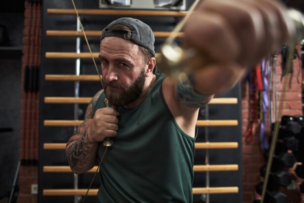 Muscular Man Throwing a Punch During Workout Session